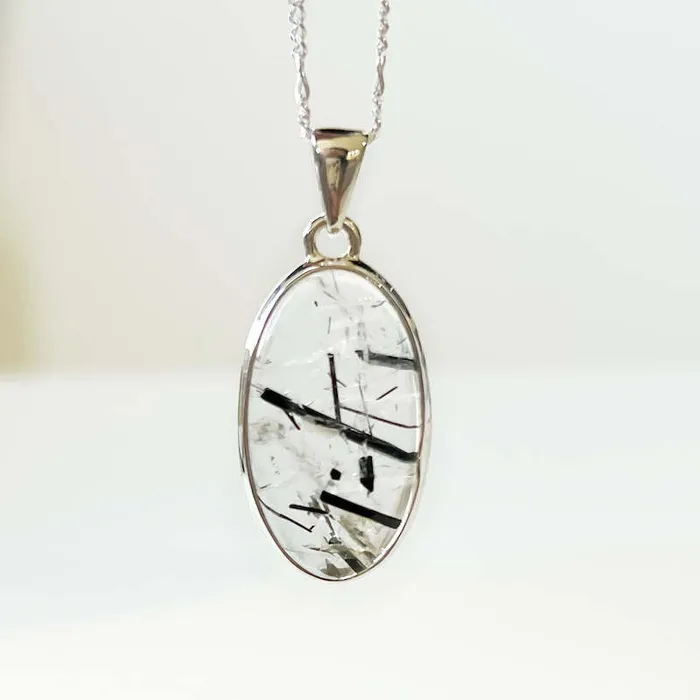 Tourmalinated Quartz Sterling Silver Necklace Magic Crystals Necklaces