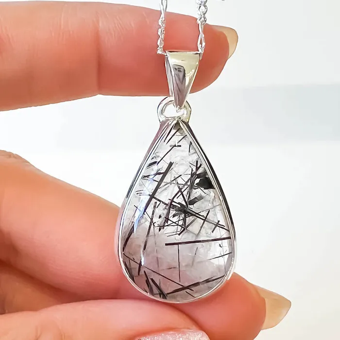 Tourmalinated Quartz Sterling Silver Necklace Magic Crystals Necklaces