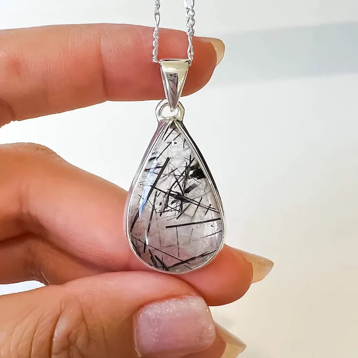 Tourmalinated Quartz Sterling Silver Necklace Magic Crystals Necklaces