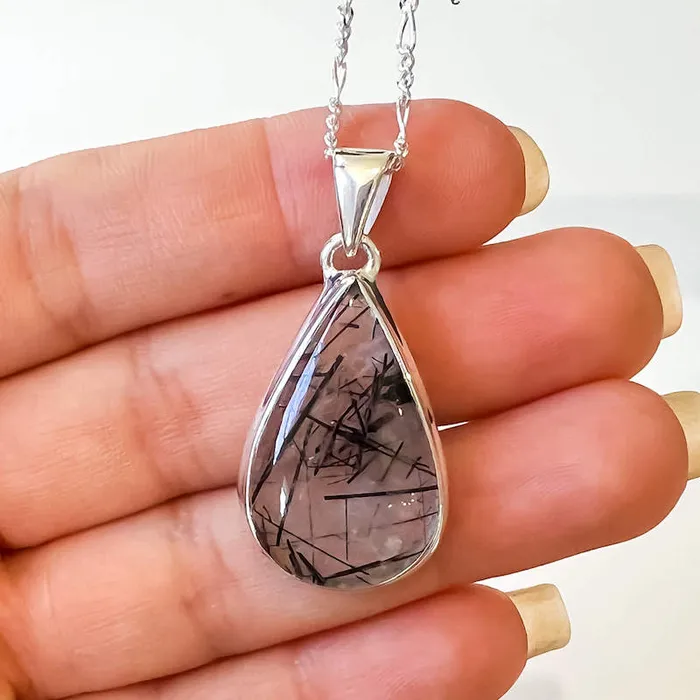 Tourmalinated Quartz Sterling Silver Necklace Magic Crystals Necklaces
