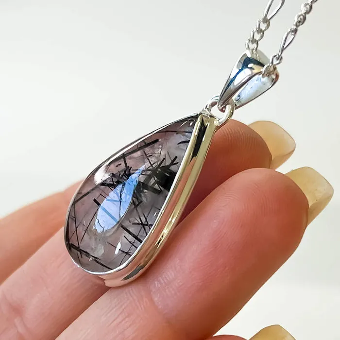 Tourmalinated Quartz Sterling Silver Necklace Magic Crystals Necklaces
