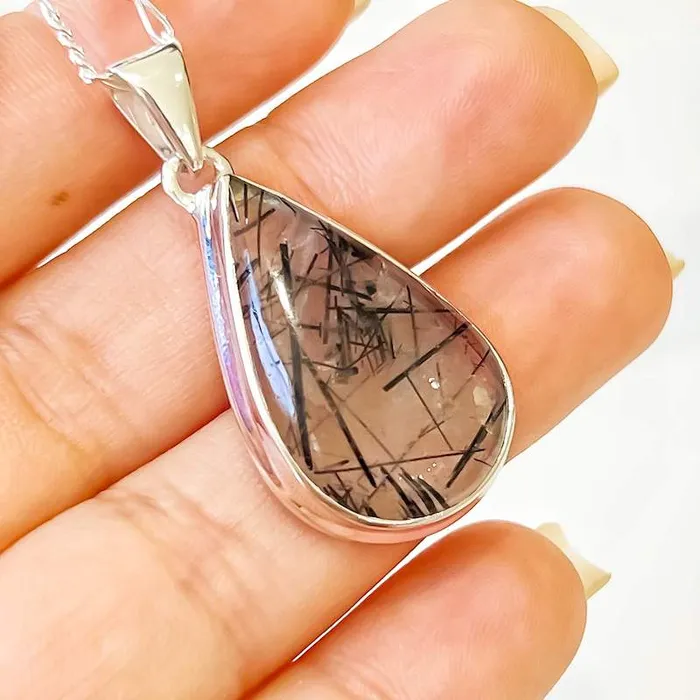 Tourmalinated Quartz Sterling Silver Necklace Magic Crystals Necklaces