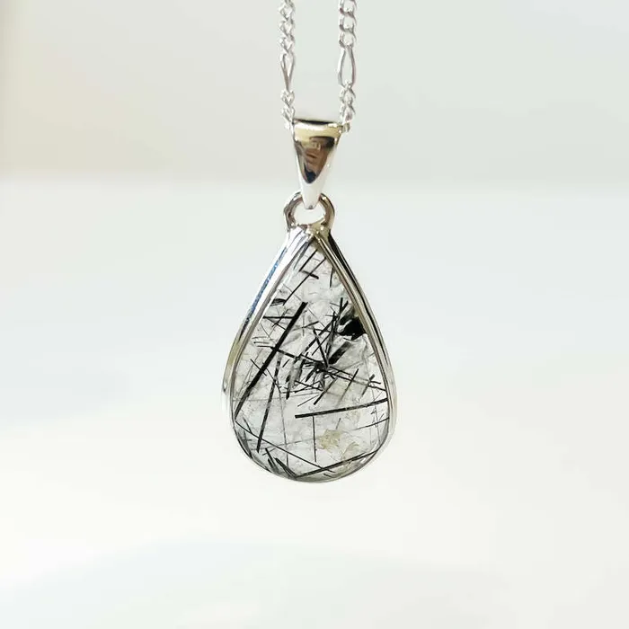 Tourmalinated Quartz Sterling Silver Necklace Magic Crystals Necklaces