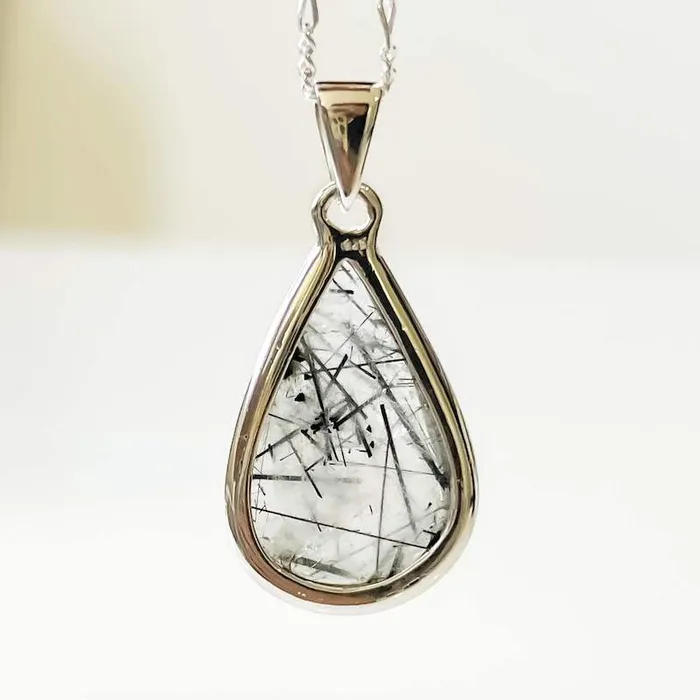Tourmalinated Quartz Sterling Silver Necklace Magic Crystals Necklaces