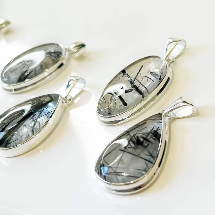 Tourmalinated Quartz Sterling Silver Necklace Magic Crystals Necklaces