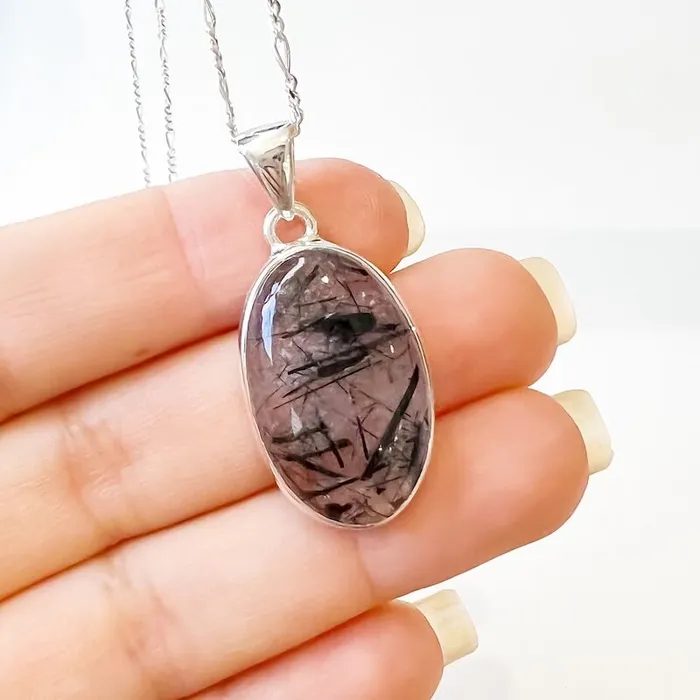 Tourmalinated Quartz Sterling Silver Necklace Magic Crystals Necklaces