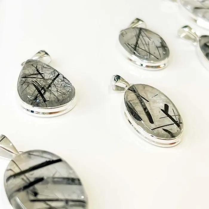 Tourmalinated Quartz Sterling Silver Necklace Magic Crystals Necklaces