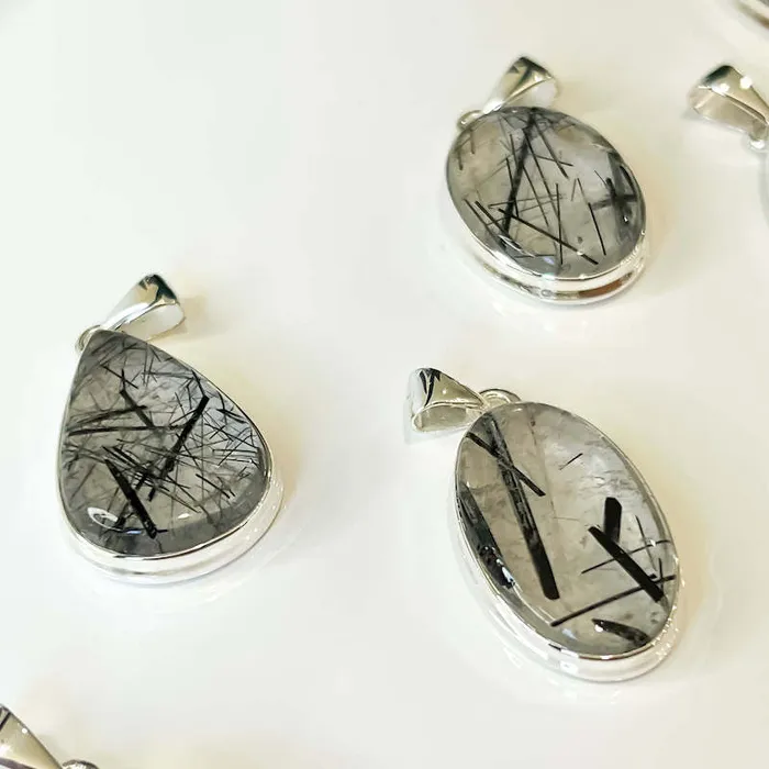 Tourmalinated Quartz Sterling Silver Necklace Magic Crystals Necklaces