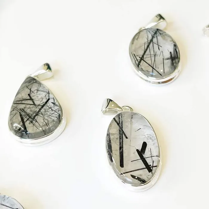 Tourmalinated Quartz Sterling Silver Necklace Magic Crystals Necklaces