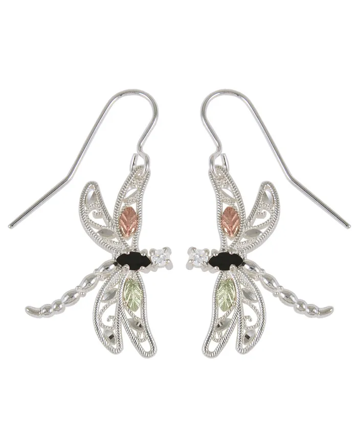 TR Jewelry Concepts Earrings Black Hills Gold Sterling Silver Dragon Fly Earrings TR Jewelry Concepts Earrings Black Hills Gold Sterling Silver Dragon Fly Earrings