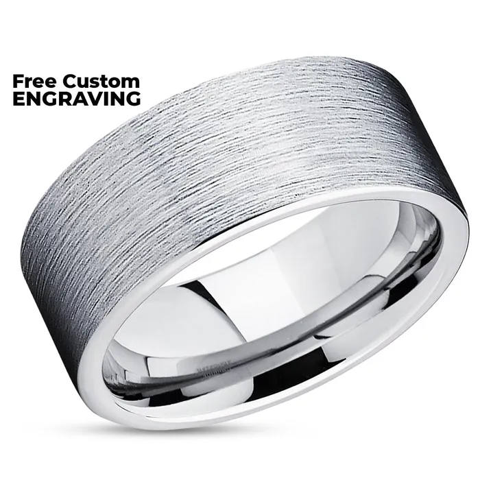 Tungsten Wedding Ring Tungsten Carbide Ring Silver Wedding Ring Flat Tungsten Ring Clean Casting Jewelry Rings