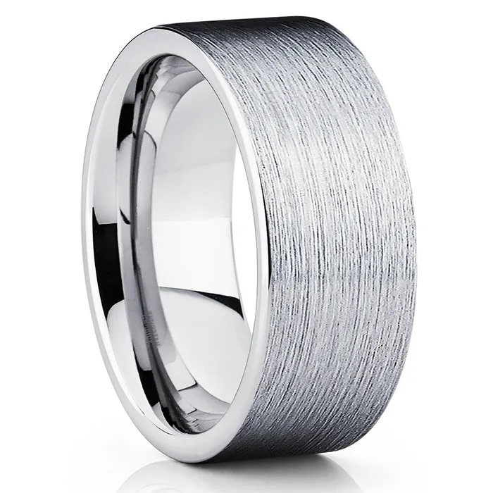 Tungsten Wedding Ring Tungsten Carbide Ring Silver Wedding Ring Flat Tungsten Ring Clean Casting Jewelry Rings