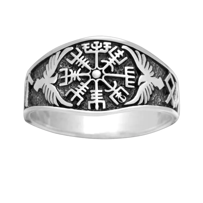 Valhalla Vikings Rings Viking Ring Silver Vegvisir Ravens