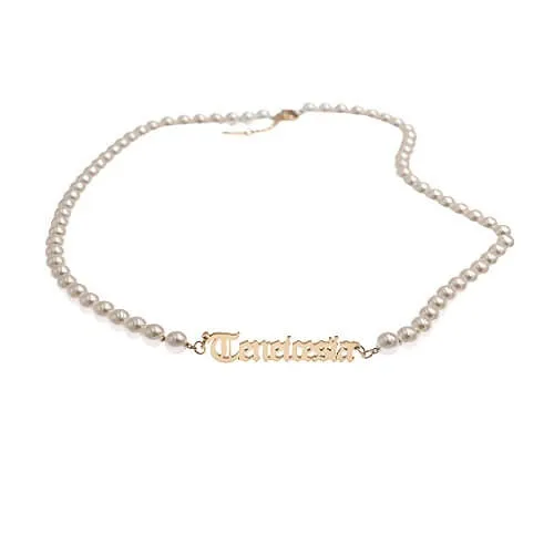 VibeSzn Necklaces Pearl Nameplate Necklace