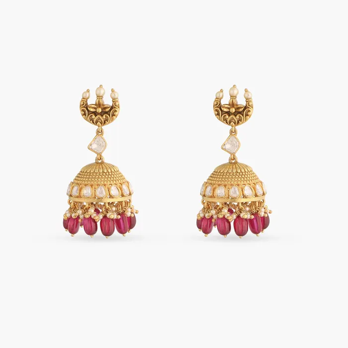 Viji Moissanite Silver Jhumka Earrings SILVER Earrings