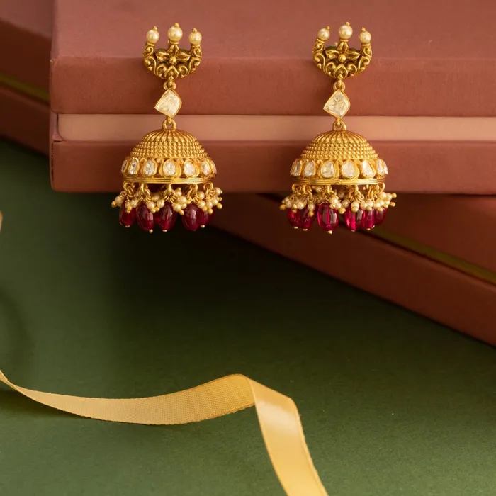 Viji Moissanite Silver Jhumka Earrings SILVER Earrings