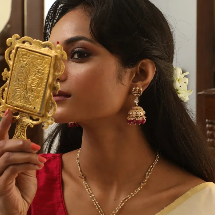 Viji Moissanite Silver Jhumka Earrings SILVER Earrings