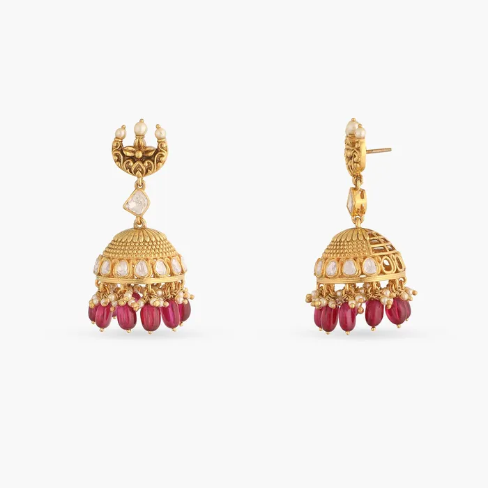 Viji Moissanite Silver Jhumka Earrings SILVER Earrings