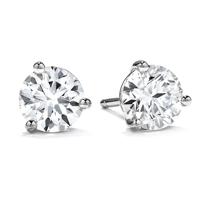 White Gold ThreeProng Stud Earrings Hearts on Fire Earrings