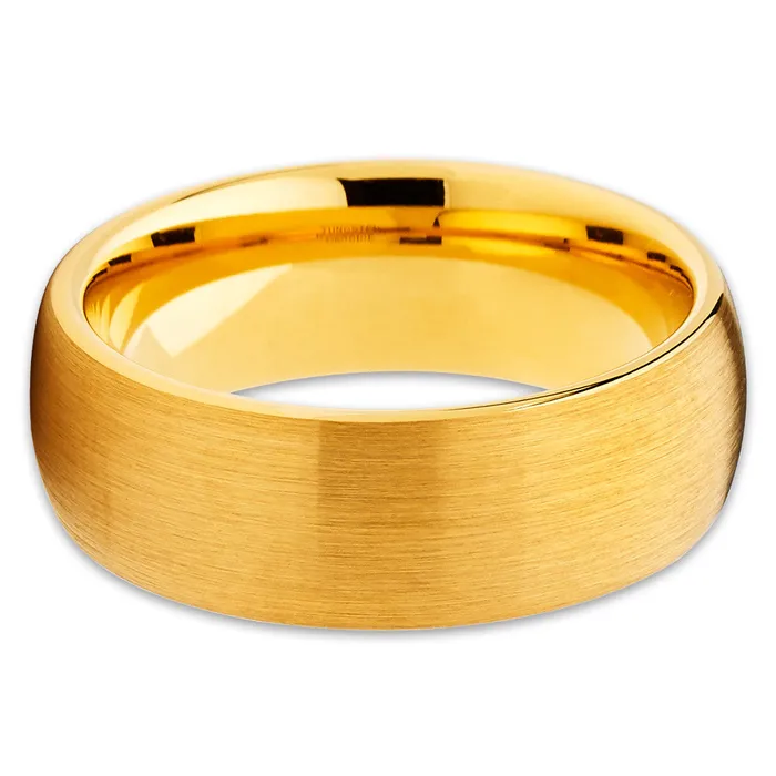 Yellow Gold Tungsten Band Mens Wedding Band 8mm Yellow Gold Tungsten Clean Casting Jewelry Rings