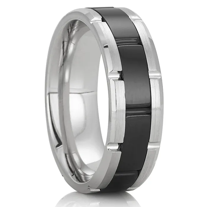 Zirconium Wedding Ring Black Wedding Ring Silver Wedding Band Zirconium Wedding Band Clean Casting Jewelry Rings